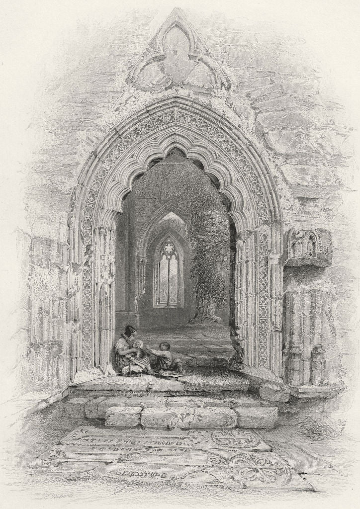 WALES. Door into Cloister, Tintern Abbey-Bartlett c1860 old antique print